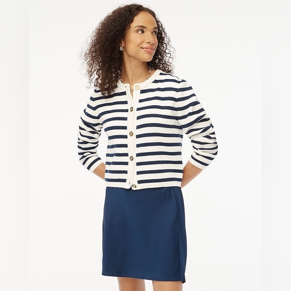 J. Crew Factory Striped Cotton Lady Jacket Cardigan Sweater